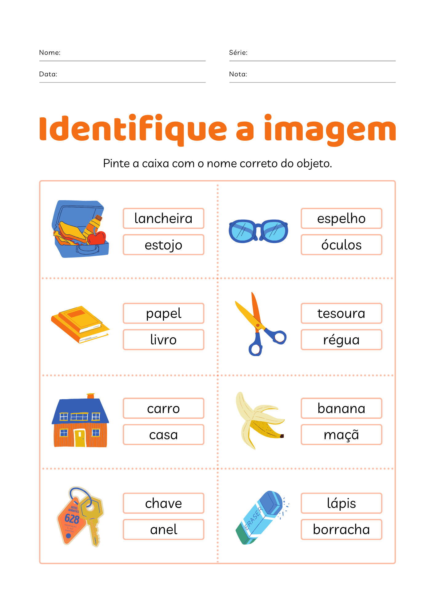 atividade Identificação de Objetos Palavras